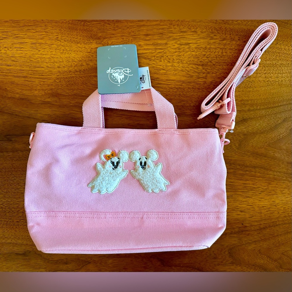 Disney Parks 2025 Mickey and Minnie Ghosts Pink Mini Tote Crossbody Bag - NWT